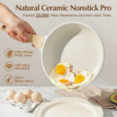 Sensarte Ceramic Nonstick Pots and Pans Set, 17 Pieces Healthy Non Stick Cookware Set