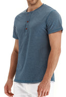 JWD Classic henley style Three button henley closure, Mens Henley Short Sleeve T-Shirt Cotton Casual Shirt Mens ShirtsSummer Daily T-Shirts