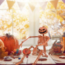 Cool Halloween Decor - 1/2pcs Posable Full Body Thanksgiving Pumpkin Head Skull Skeleton with Movable Joints Mini Figure Toy for Halloween Decoration, 16" Tall, Orange