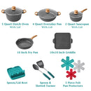 The Pioneer Woman Prairie Signature 14-Piece Cast Aluminum Cookware Set, Charcoal Speckle