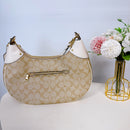 Coach Women's Leather Signature Canvas Hobo Shoulder Bag, Light Khaki Chalk