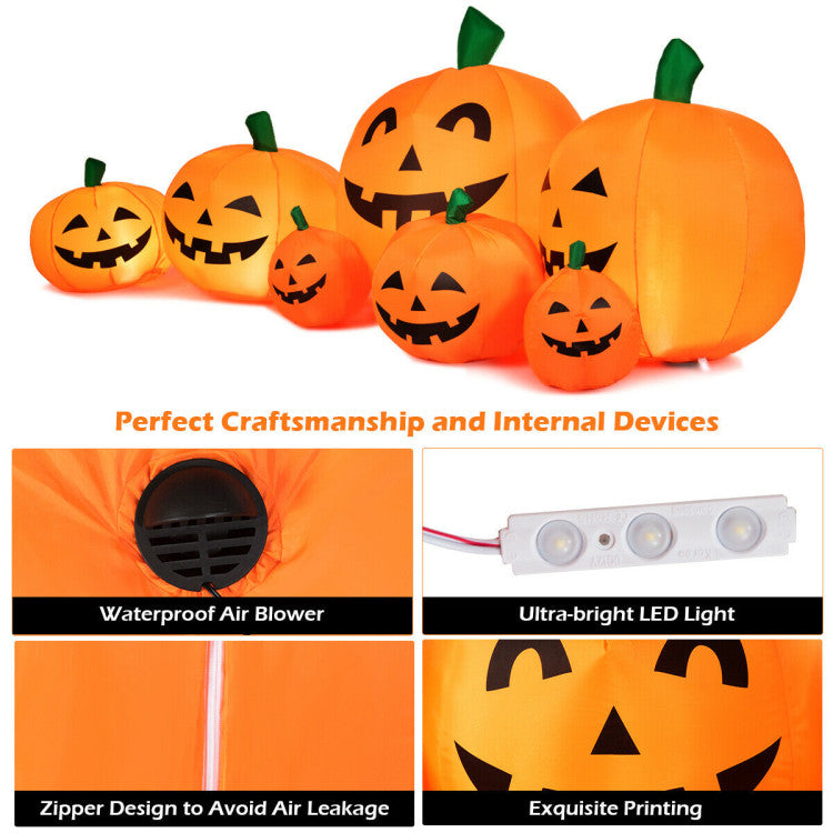 7.5 Feet Halloween Inflatable 7 Pumpkins Patch with LED Lights