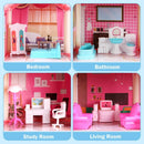 JoyStone Play Dollhouse with Doll Toy Figures and 14 Rooms Furniture Kids Ages 3+