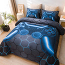 Btargot Gaming Geometric Comforter Set Queen Boys Girls Kids Lightweight Bedding Set -in-a-Bag Blue