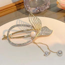 Litie Rhinestones Tassel Hairpin,Faux Pearl Fairy Fish Tail Flower Butterflies Hair Clip