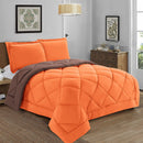 Elegant Comfort 3-Piece Reversible Comforter Set, All Season Suitable, Orange/Brown