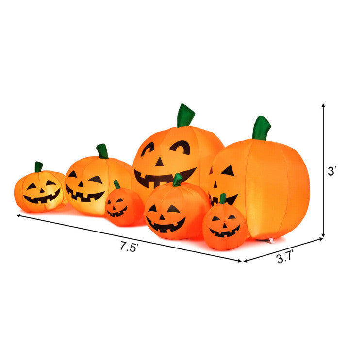 7.5 Feet Halloween Inflatable 7 Pumpkins Patch with LED Lights