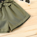 PatPat Kid Girl Summer Romper Bodysuit Button Design Sleeveless Belted Romper Jumpsuit Shorts Outfit