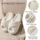 Slippers for Women Indoor, Women's Fuzzy Slippers, Cross Band Slippers Indoor Outdoor Soft Open Toe Slippers, White