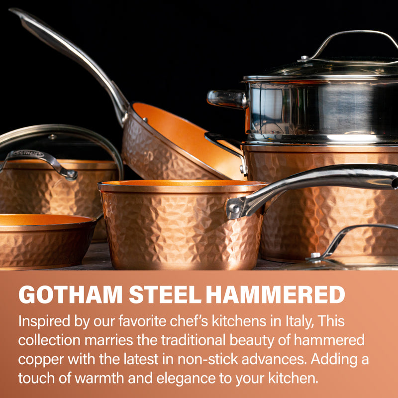 Gotham Steel Hammered Pots and Pans Set Nonstick Ceramic Cookware Set 15pc