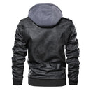 Hood Crew Men's Pu Faux Leather Jacket with Removable Hood Black S