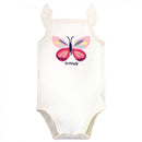 Touched by Nature Baby Girl Organic Cotton Bodysuits 5pk, Bright Butterflies, 12-18 Months