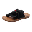 KBODIU Women's Comfort Slides Summer Embroidered Flowers Flip-Flops Flat Slippers Black 39