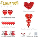 I Love You Balloons, 90 pcs Red Heart Balloons Set - 1000 Red Rose Petals for Decorations