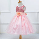 Bullpiano Kids Girls Formal Dresses Flower Girl Sequin Tulle Party Prom Ball Gown Dress 1-10T