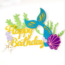 Glitter Mermaid Cake Topper Happy Birthday Cake Picks Decoration for Baby Shower Party Supplies