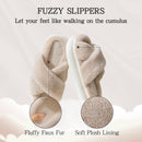 Slippers for Women Indoor, Women's Fuzzy Slippers, Cross Band Slippers Open Toe Slippers, Khaki