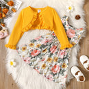 PatPat Toddler Girl Flower Dress Girl Clothes Ruffled Cardigan Set for Girl, 2-piece, Sizes 18M-6Y Girl Dress