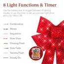 Set of 3 Pre-Lit Christmas Bows, Indoor/Outdoor LED Holiday Decor w/ 8 Light