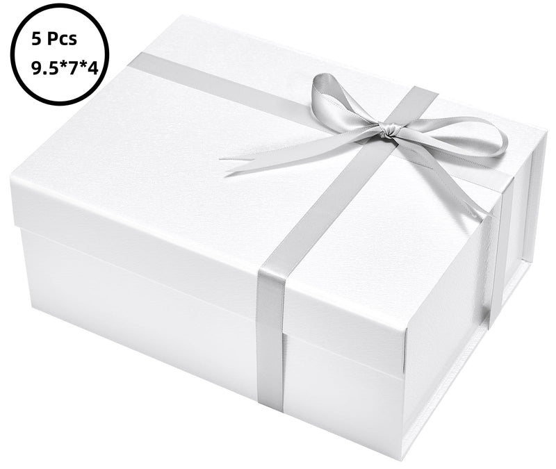 ACSTEP 5 Pack Gift Boxes for Lids, Magnetic Gift Box for Present, Christmas Gift Box 9.5*7*4 Inch, White