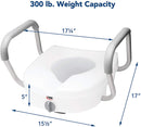 Carex EZ Lock Raised Toilet Seat with Handles, Adjustable Removable Arms, Adds 5", 300 lb Capacity