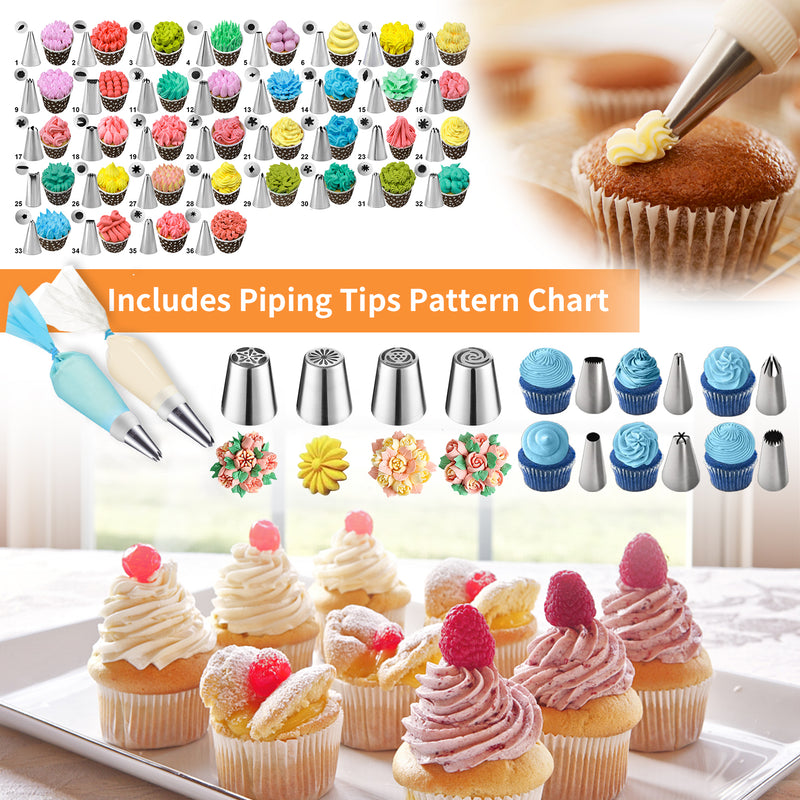 236 Pcs Cake Decorating Kit: Piping Bags & Tips Set with 42 Icing Tips Cake Decorating Supplies Baking Tools