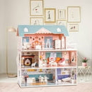 Robud Lady Dream Wooden Dollhouse, 3 Story with Balcony, Toy Gift for 3 +