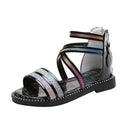 TAIAOJING Girls Sandals Glitter Sandals With Zipper Strappy Sandals Toddler Non-Slip Shoe