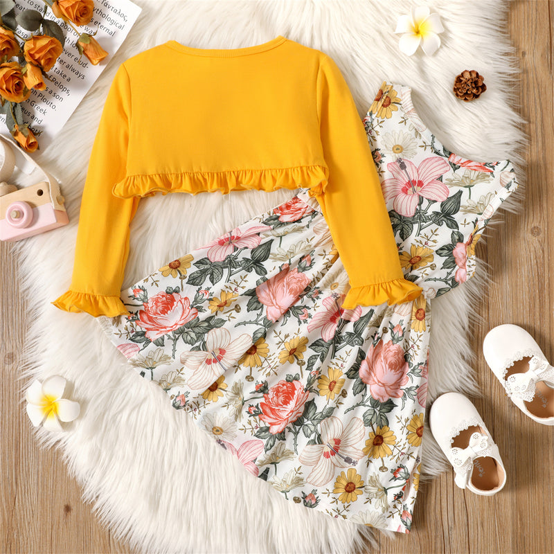 PatPat Toddler Girl Flower Dress Girl Clothes Ruffled Cardigan Set for Girl, 2-piece, Sizes 18M-6Y Girl Dress