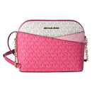 Michael Kors Womens Jet Set Medium Dome Crossbody Leather Handbag 35S3GTVC6V-Epink