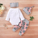 BULLPIANO Infant Baby Girl Romper Pants Headband Hat Clothes Outfit Set 0-3 Months