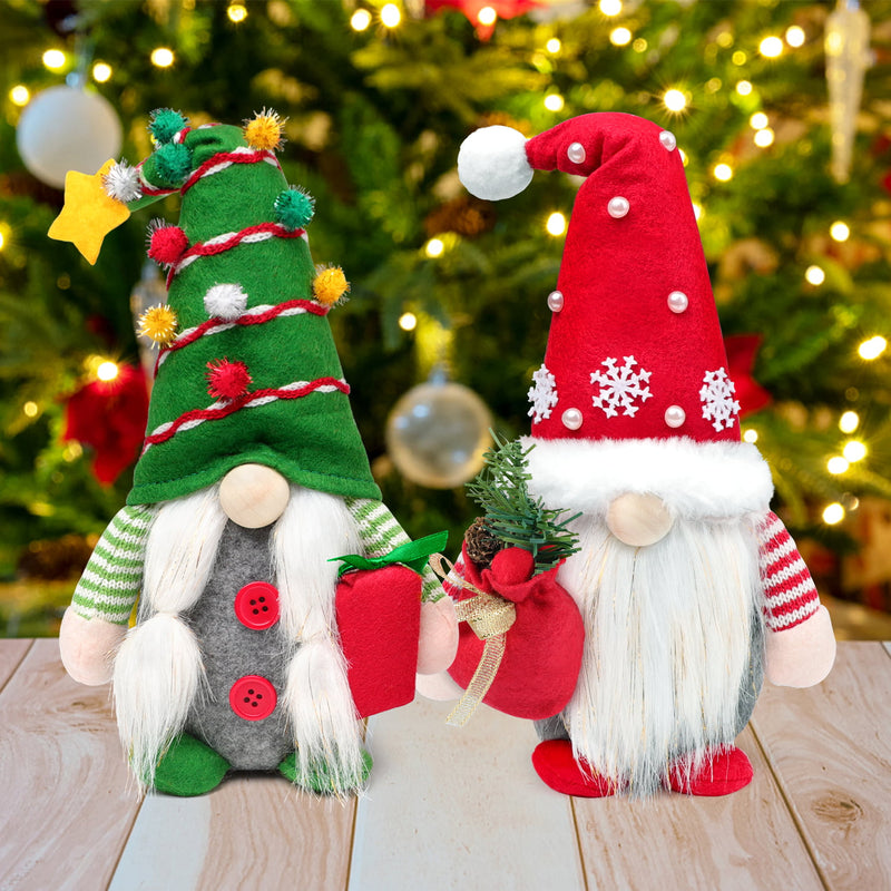 2pc Christmas Gnomes Plush Decorations - Swedish Tomte Handmade Gnome Gift