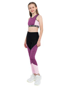 iiniim Kids Girls Two Piece Dance Outfit Tracksuit Crop Top with Athletic Legging Pants for Gym Sport Workout