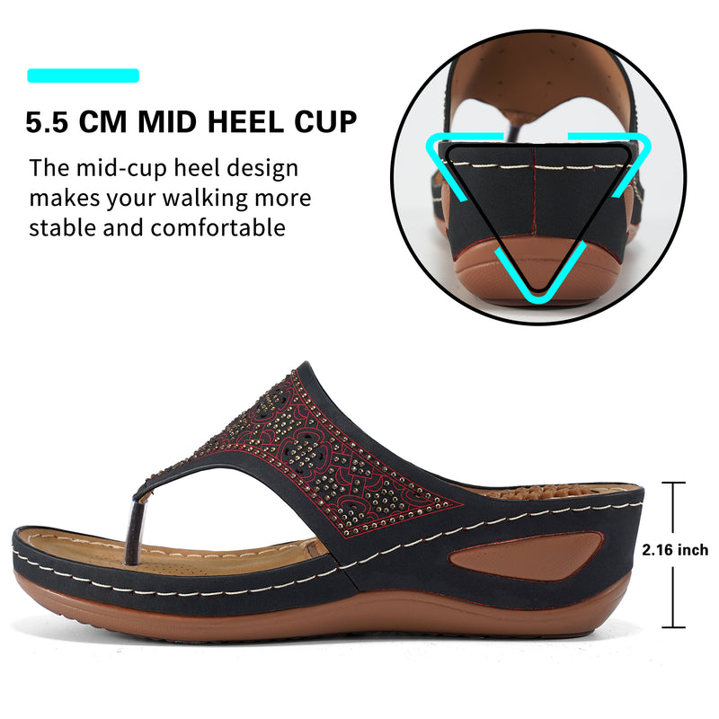 Womens Sandals Flip Flops for Women with Arch Support Cushion Summer Casual Wedge sandal