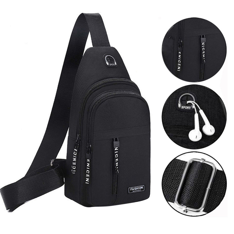 Moocorvic Waterproof Strap Bag Crossbody Backpack With USB Hole With Headphone Hole Strap Backpack Crossbody Bag