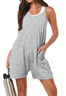 Fantaslook Jumpsuits for Women Casual Summer Rompers Sleeveless Loose Spaghetti Strap Shorts Overalls Jumpers with Pockets