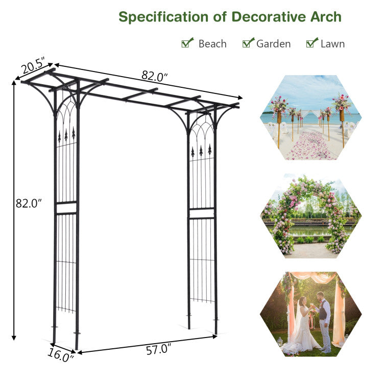 82 x 20.5 Inch Metal Garden Arch for Various Climbing Plant