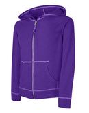 Hanes Girls' Slub Jersey Full-Zip Hoodie Purple Crush