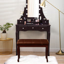 Solid Wood PU Leather Piano Bench with Storage