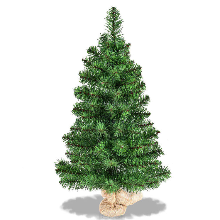 3 Feet  Tabletop Unlit Christmas Tree in Burlap Base