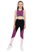 iiniim Kids Girls Two Piece Dance Outfit Tracksuit Crop Top with Athletic Legging Pants for Gym Sport Workout