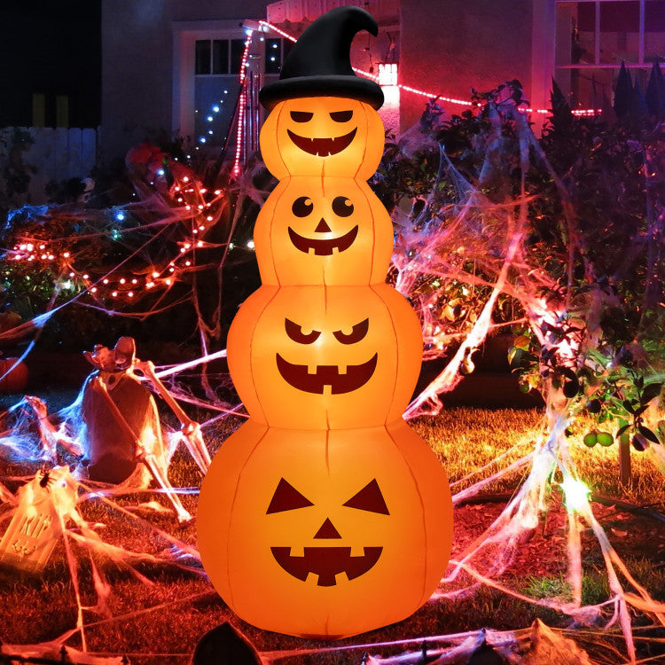 8 Feet Inflatable Halloween Pumpkins Stack with Built-in LED Lights