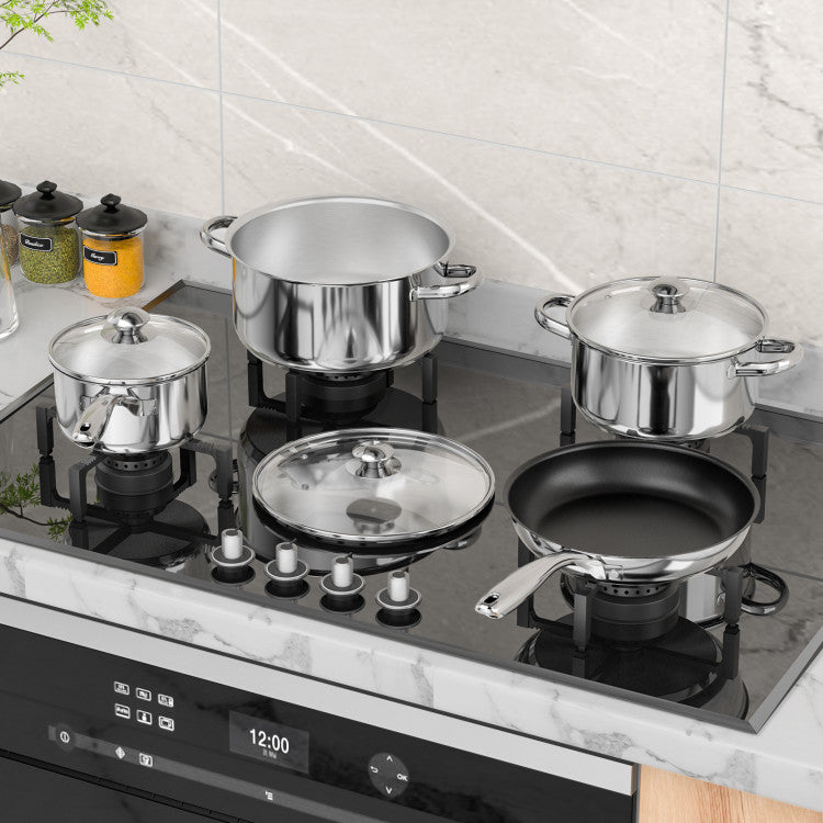 7-Piece Stainless Steel Cookware Set with Tempered Glass Lid