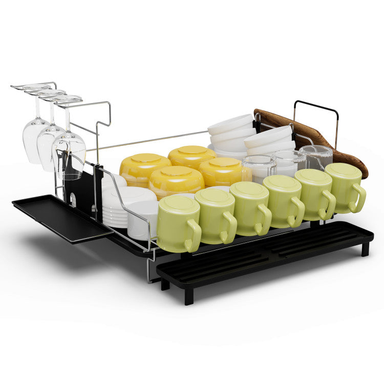 2-Tier Detachable Dish Drying Rack with Cutlery Holder