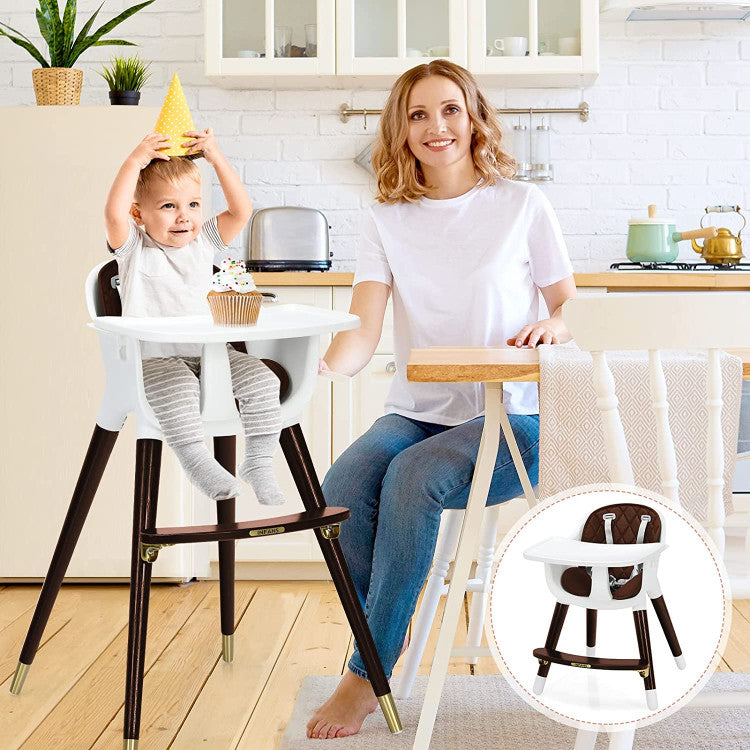 3-In-1 Adjustable Baby High Chair with Soft Seat Cushion for Toddlers