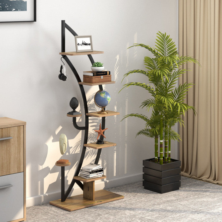 6-Tier 9 Potted Metal Plant Stand Holder Display Shelf with Hook