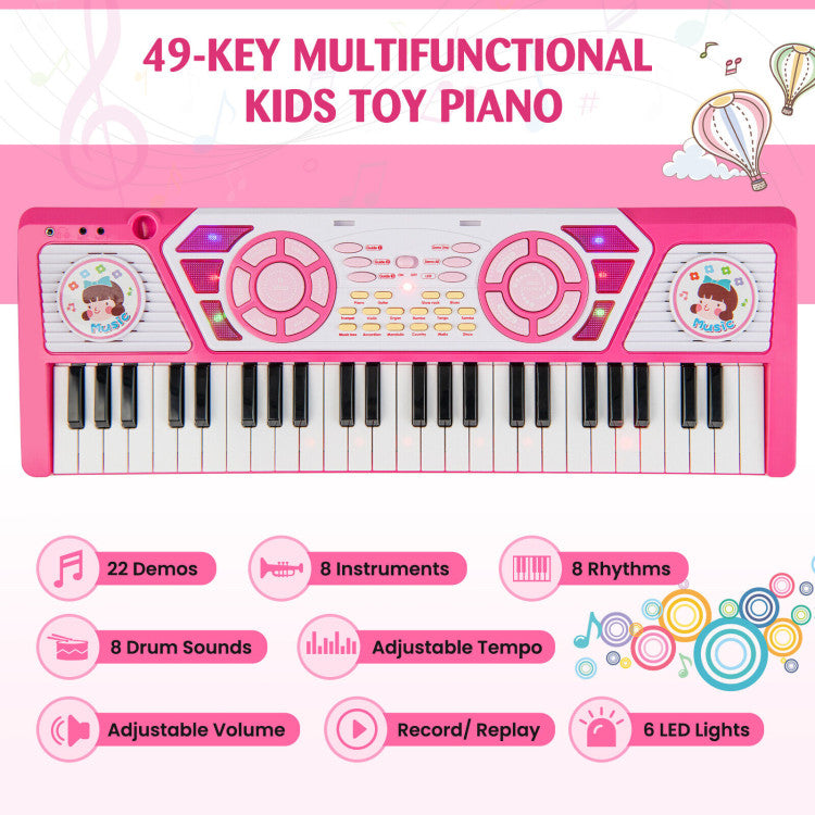 49 Keys Kids Piano Keyboard for Kids 3+