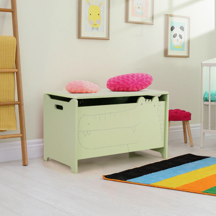 Wooden Kids Toy Box with Safety Hinge