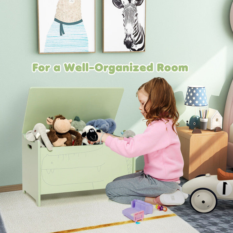 Wooden Kids Toy Box with Safety Hinge