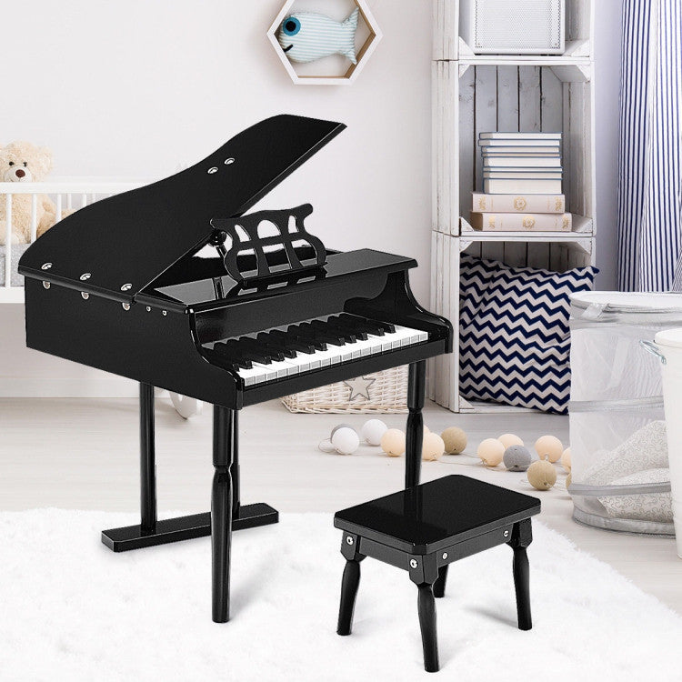 30-Key Kids Piano Keyboard Toy with Bench Piano Lid and Music Rack